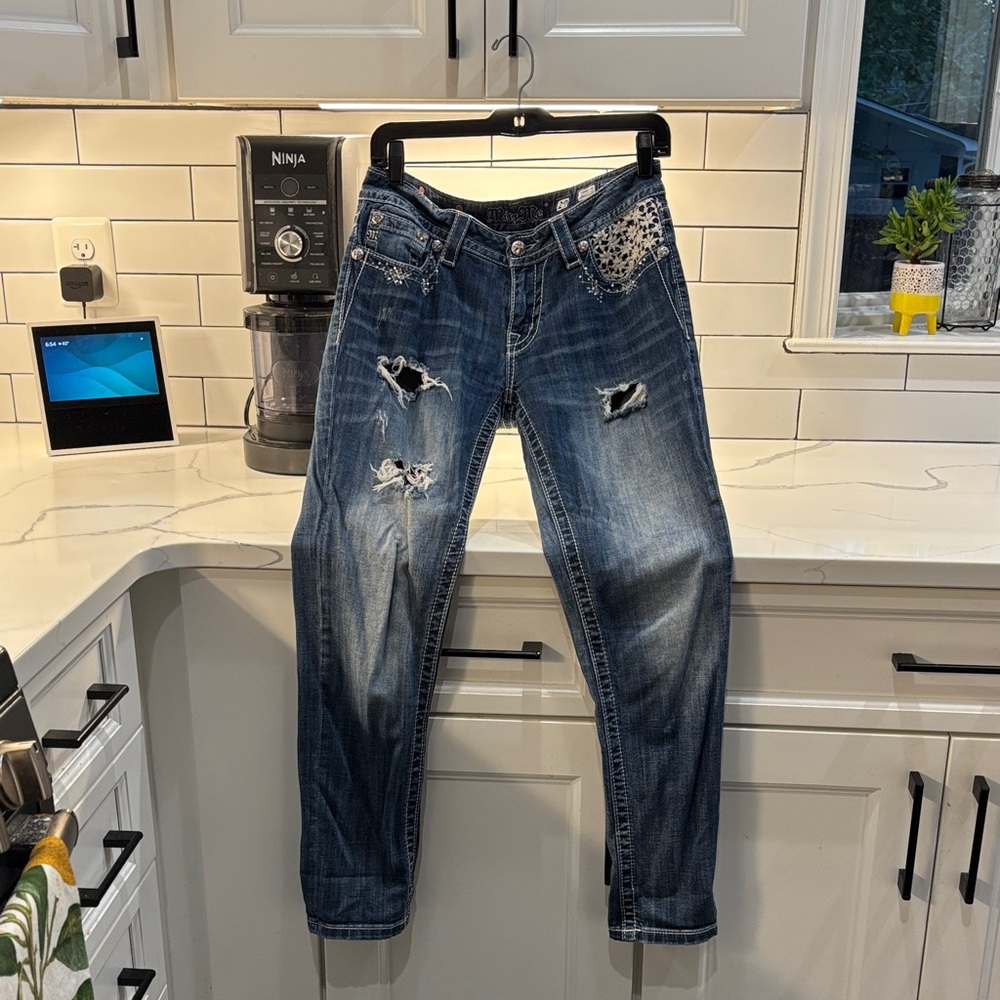 Miss Me Blue Distressed Boyfriend Jeans